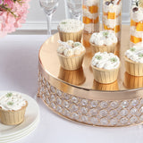 13inch Gold Crystal Beaded Metal Cake Stand Pedestal, Cupcake Display, Dessert Riser