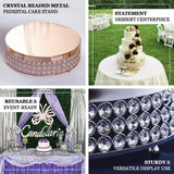 Crystal beaded metal pedestal cake stand for elegant dessert displays.