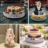 Elegant cake stands with assorted desserts for celebrations and events.