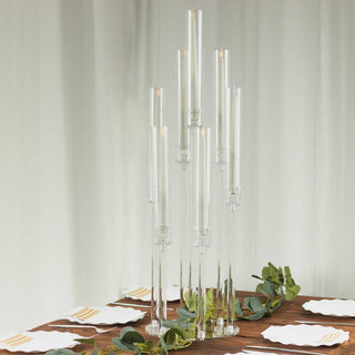 Create Unforgettable Moments with the 7 Arm Clear Acrylic Cluster Round Taper Candle Holder Candelabra