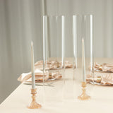 2 Pack Clear Candelabra Candle Holder Glass Shades With Open Ends, Pillar Hurricane Candle Shades