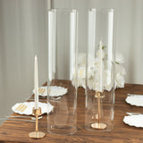 2 Pack Clear Candelabra Candle Holder Glass Shades With Open Ends, Pillar Hurricane Candle Shades