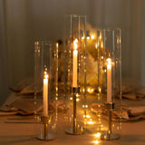 Set of 3 Clear Glass Open End Candle Shades, 3.5inch Wide Pillar Hurricane Candle Shades