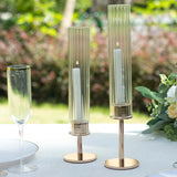 2 Pack Clear Ribbed Candle Holder Glass Shades With Open Ends