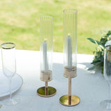 2 Pack Clear Ribbed Candle Holder Glass Shades With Open Ends