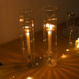 2 Pack Clear Ribbed Candle Holder Glass Shades With Open Ends