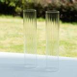 2 Pack Clear Ribbed Candle Holder Glass Shades With Open Ends