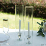 2 Pack Clear Ribbed Candle Holder Glass Shades With Open Ends