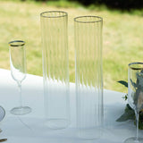 2 Pack Clear Ribbed Candle Holder Glass Shades With Open Ends