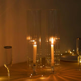 2 Pack Clear Ribbed Candle Holder Glass Shades With Open Ends