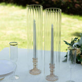 2 Pack Clear Ribbed Candle Holder Glass Shades With Open Ends