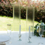 2 Pack Clear Ribbed Candle Holder Glass Shades With Open Ends