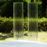 2 Pack Clear Ribbed Candle Holder Glass Shades With Open Ends