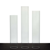 Set of 3 Clear Ribbed Candle Holder Glass Shades With Open Ends