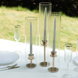 Set of 3 Clear Ribbed Candle Holder Glass Shades With Open Ends