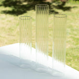 Set of 3 Clear Ribbed Candle Holder Glass Shades With Open Ends