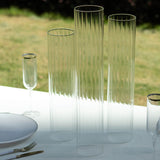 Set of 3 Clear Ribbed Candle Holder Glass Shades With Open Ends