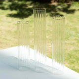 Set of 3 Clear Ribbed Candle Holder Glass Shades With Open Ends