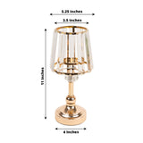 2 Pack Gold Metal Glass Lamp Shape Pillar Candle Holders, 11inch Nordic Votive Tea Light