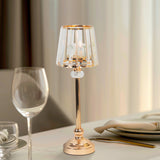2 Pack Gold Metal Votive Tea Light Candle Holders With Clear Glass Lamp Shade, 15inch Nordic Pillar