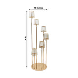Elegant gold floor lamp with glass shades, 4 ft tall, 16 inches wide.