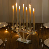 12inch Crystal Glass Candelabra With Crystal Filler 7-Branch Taper Candle Stick Holder Stand