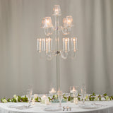 11-Arm Crystal Glass Candelabra – 50inch Floor Candle Holder for Taper & Tealight Candles