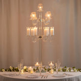 11-Arm Crystal Glass Candelabra – 50inch Floor Candle Holder for Taper & Tealight Candles