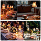 Set of 2 Clear Crystal Glass Candle Holders – 17\" Elegant Ribbed Vintage Table Lamp Design