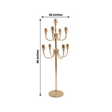 9-Arm Gold Metal Candelabra Candle Holder, Floor Standing Taper Candlestick Stand