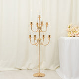 9-Arm Gold Metal Candelabra Candle Holder, Floor Standing Taper Candlestick Stand