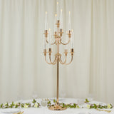 9-Arm Gold Metal Candelabra Candle Holder, Floor Standing Taper Candlestick Stand