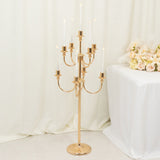 9-Arm Gold Metal Candelabra Candle Holder, Floor Standing Taper Candlestick Stand