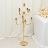 9-Arm Gold Metal Candelabra Candle Holder, Floor Standing Taper Candlestick Stand