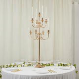 9-Arm Gold Metal Candelabra Candle Holder, Floor Standing Taper Candlestick Stand