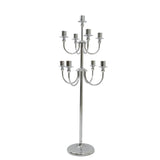 9-Arm Silver Metal Candelabra Candle Holder, Floor Standing Taper Candlestick Stand#whtbkgd