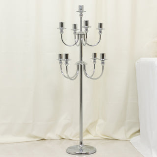 <span style="background-color:transparent;color:#1d1f25;">Vintage 9-Arm Silver Metal Floor Candelabra Stand</span>