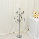 9-Arm Silver Metal Candelabra Candle Holder, Floor Standing Taper Candlestick Stand