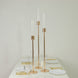 Gold Metal Taper Candle Holders with Hurricane Glass Shades, Set of 3 – Modern Minimalist Candlestick Stands – 28", 32", 36"