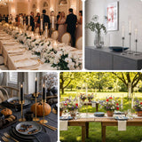 Elegant candle holders in various settings for upscale dining and celebrations.