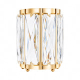 Luxury gold and crystal wall sconce with faceted glass design#whtbkgd