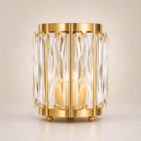 Gold crystal luxury table lamp with cylindrical glass panels