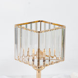 Gold and crystal square table lamp with elegant ribbed design