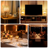 2 Pack 9\" Crystal Pendant Hurricane Candle Holders in Gold, Elegant Square Design for Pillar Candles