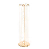 Elegant beaded floor lamp with a gold base and cascading design #whtbkgd