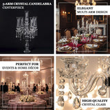 32inch 5 Arm Premium Crystal Glass Taper Candle Holder Candelabra With Chandelier Chains