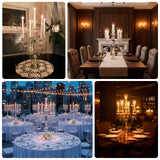 32inch 5 Arm Premium Crystal Glass Taper Candle Holder Candelabra With Chandelier Chains