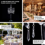 40inch 5 Arm Premium Crystal Glass Taper Candle Holder Candelabra With Chandelier Chains
