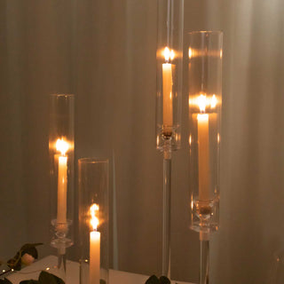 Sophistication Meets Practicality - Taper Candlestick Holders with Tall Chimney Tube Candle Shades