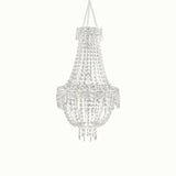 2ft Empire Style Beaded Crystal Chandelier with Silver Ornate Metal Frame, Adjustable#whtbkgd